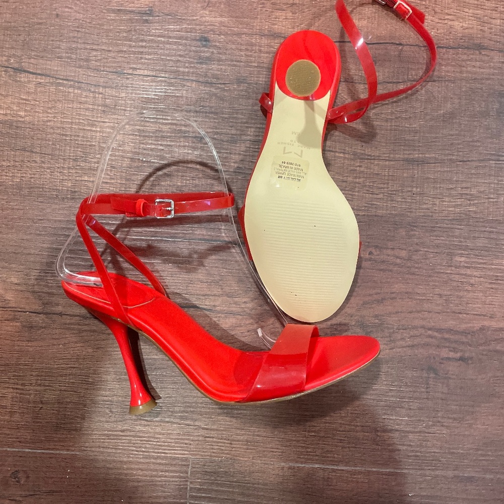1WEEK FINAL NEW LAST CHANCE MARC FISHER Red Ankle Strap High Heel Sandals